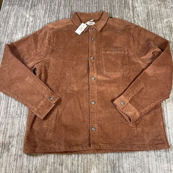 Marine Layer Corduroy Button Up Shirt Jacket Mens 2XL Brown Chestnut Overshirt